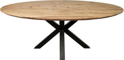 HSM Collection-Ovale Eettafel Zurich -180x100x76-Naturel/Zwart-Acacia/Metaal
