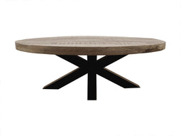 HSM Collection Ovale Salontafel 130cm Naturel/Zwart Mangohout/Metaal