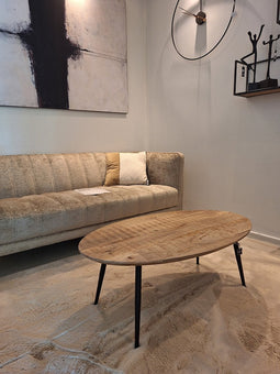 HSM Collection Ovale Salontafel Bern 100cm Naturel/Zwart Mangohout/Metaal