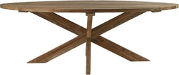 HSM Collection-Ovale Tuintafel Kruispoot-240x110x76-Naturel-Teak