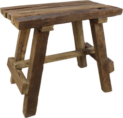 HSM Collection-Rechthoekige Kruk Rustiek-55x30x47-Naturel-Teak