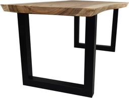 HSM Collection-Rechthoekige Eettafel-2-200x80-100x78-Naturel/Zwart-Munggur/Metaal
