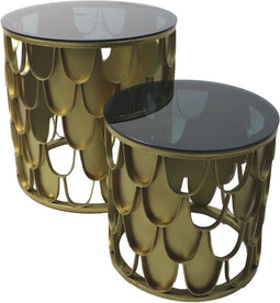 HSM Collection-Ronde Bijzettafel-ø45x45/ø35x35-Goud-Metaal/Glas