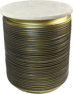 HSM Collection-Ronde Bijzettafel Rible-ø41x53-Wit/Goud-Marmer/Metaal