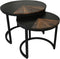 HSM Collection-Ronde Bijzettafel Ronin S/2-ø60x45/ø45x40-Naturel/Zwart-Teak/Metaal