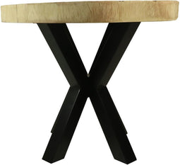HSM Collection-Ronde Eettafel-100x100x76-Naturel/Zwart-Munggur/Metaal
