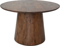 HSM Collection - Ronde eettafel Drum met kegelpoot - 120x120x77 - Bruin Mat - Mangohout