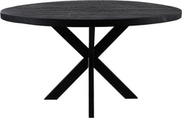 HSM Collection-Ronde Eettafel Melbourne-100x100x76-Zwart-Mango/Metaal