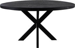 HSM Collection-Ronde Eettafel Melbourne-120x120x76-Zwart-Mango/Metaal