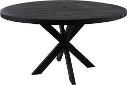 HSM Collection-Ronde Eettafel Melbourne-140x140x76-Zwart-Mango/Metaal