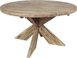 HSM Collection-Ronde Eettafel Met Kruispoot-130x130x75-Naturel-Teak