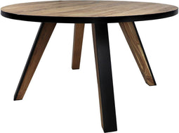 HSM Collection-Ronde Eettafel Milano-140x140x76-Naturel/Zwart-Acacia/Metaal