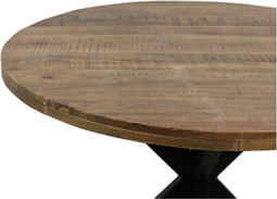 HSM Collection-Ronde Eettafel Melbourne-80x80x76-Naturel/Zwart-Mango/Metaal