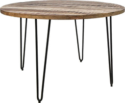 HSM Collection-Ronde Eettafel Valencia-120x120x77-Naturel/Zwart-Mango/Metaal