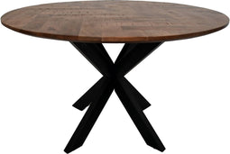 HSM Collection-Ronde Eettafel Mozaiek-120x120x76-Naturel/Zwart-Mango/Metaal