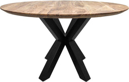 HSM Collection-Ronde Eettafel Zurich-ø120x3,8-Naturel/Zwart-Acacia/Metaal