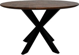 HSM Collection-Ronde Eettafel Mozaiek-140x140x76-Naturel/Zwart-Mango/Metaal