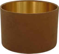 HSM Collection-Ronde Lampenkap-ø42x28-Beige/Goud-Stof