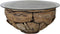 HSM Collection-Ronde Salontafel Root-ø80x45 (glas ø90)-Bruin-Teak/Glas