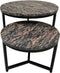 HSM Collection Ronde Salontafel Set van 2 - ø60x45/ø45x34 - Bruin/zwart - Marmer