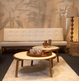HSM Collection-Salontafel Coffees-60x60x40-Naturel/Creme-Teak/Cement