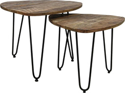 HSM Collection Salontafel Dexter - ø60 cm - mangohout/ijzer - set van 2