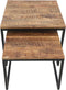 HSM Collection Salontafel Edgar - 60x60 cm - rustiek mangohout/ijzer - set van 2