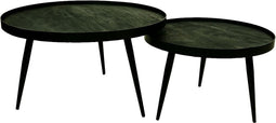 HSM Collection Salontafel Mango Zwart Rond Set van 2