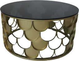 HSM Collection Salontafel Metaal/Glas Goud Zwart Ø80cm