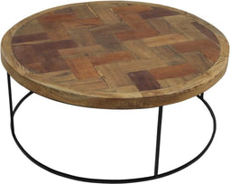 HSM Collection Salontafel mozaiek - ø80 cm - teak/ijzer