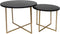 HSM Collection Salontafel rond Marseille - ø61x45/ø46x39 - Zwart/goud - Marmer/metaal - set van 2