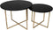 HSM Collection Salontafel rond Marseille - ø61x45/ø46x39 - Zwart/goud - Marmer/metaal - set van 2