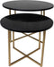 HSM Collection Salontafel rond Marseille - ø61x45/ø46x39 - Zwart/goud - Marmer/metaal - set van 2