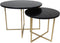 HSM Collection Salontafel rond Marseille - ø61x45/ø46x39 - Zwart/goud - Marmer/metaal - set van 2