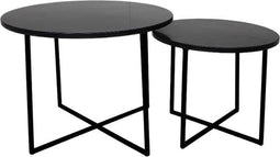 HSM Collection Salontafel rond Marseille - ø61x45/ø46x39 - zwart marmer - set van 2