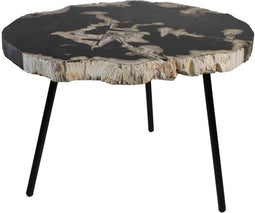 HSM Collection Salontafel rond - ø64x56x46 - Naturel/zwart - Natuursteen/metaal