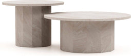 HSM Collection Salontafel Sofia Travertin Wit Set van 2