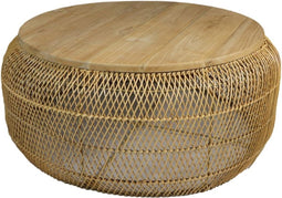HSM Collection Salontafel Teak/Rotan Naturel Ø80cm