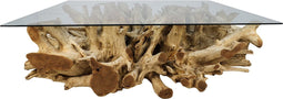HSM Collection-Salontafel Two Tone Met Glas-130x80x44 (glas 140x90)-Naturel-Teak/Glas