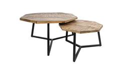 HSM Collection Salontafel Urban - mangohout/ijzer - powdercoated black - set van 2