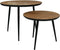HSM Collection Salontafel Visgraat Ø60/Ø45 Naturel/Zwart Eiken/Metaal Set van 2