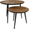 HSM Collection Salontafel Visgraat Ø60/Ø45 Naturel/Zwart Eiken/Metaal Set van 2