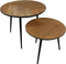 HSM Collection Salontafel Visgraat Ø60/Ø45 Naturel/Zwart Eiken/Metaal Set van 2