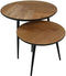 HSM Collection Salontafel Visgraat Ø60/Ø45 Naturel/Zwart Eiken/Metaal Set van 2