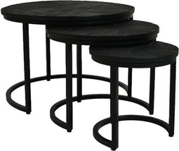 HSM Collection Salontafels Verona S/3 Zwart Mangohout/Metaal