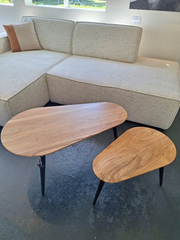 HSM Collection Salontafels Zurich Naturel/Zwart Acaciahout/Ijzer Set van 2