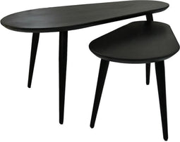 HSM Collection Salontafels Zurich Zwart Acaciahout/Ijzer Set van 2