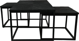 HSM Collection Salontafels Zwart Mangohout/Ijzer Set van 3