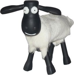 HSM Collection-Schaap Shawn Small-32x14x32-Wit/Zwart-Geitenhuid/Teak