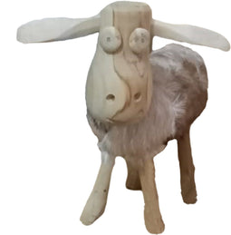HSM Collection-Schaap Shawn Small-32x14x32-Assorti/Naturel-Geitenhuid/Teak